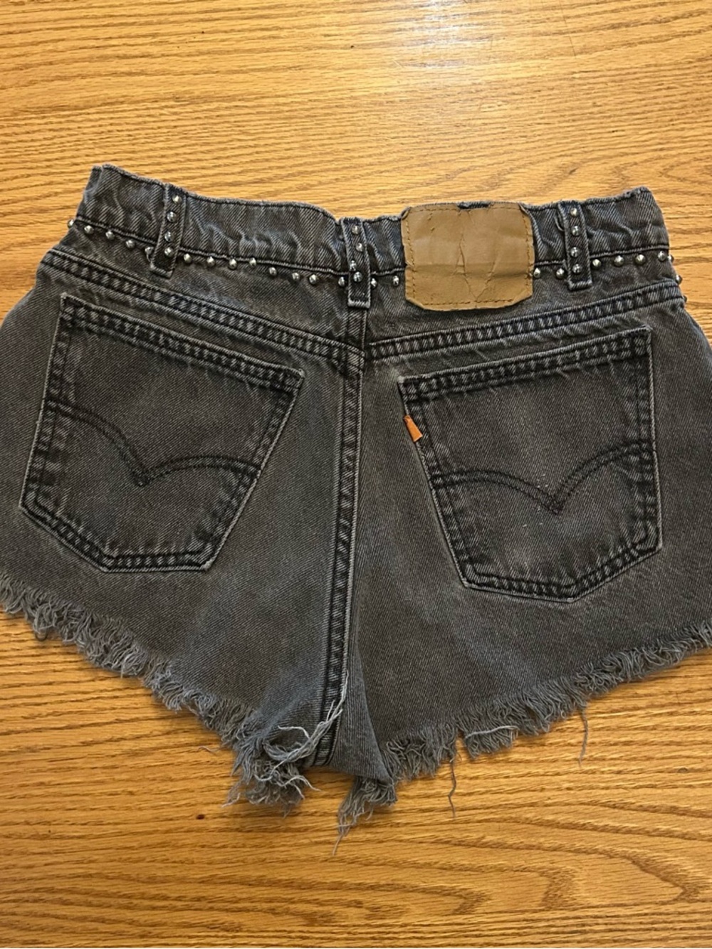 Levi's Black Washed High-Rise Cutoff Shorts with Stud Trim